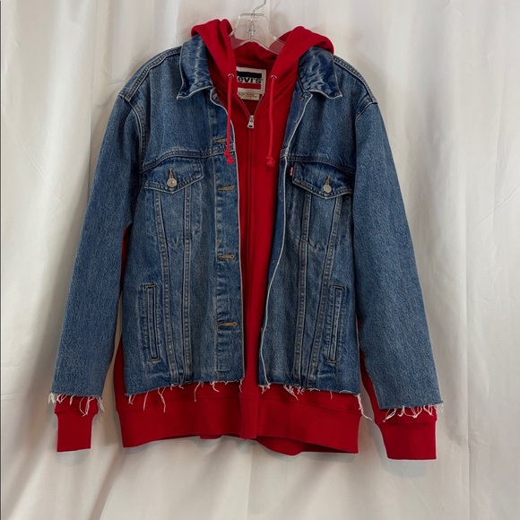 EUC Levi’s szXL Ex-Boyfriend Hybrid Trucker jacket…hooded denim jacket… - Picture 2 of 5